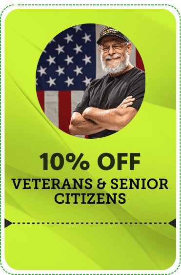 10% OFF - Veterans & Senior Citizens