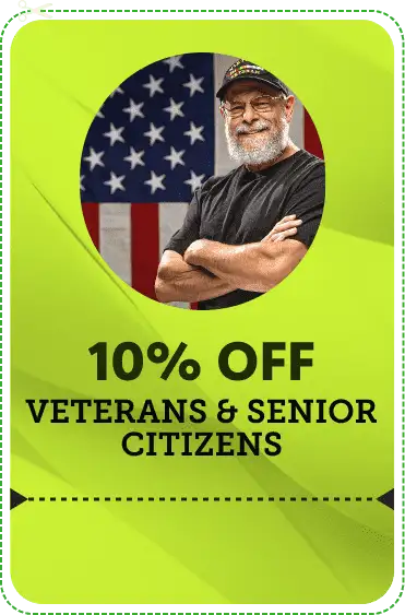 10% OFF - Veterans & Senior Citizens